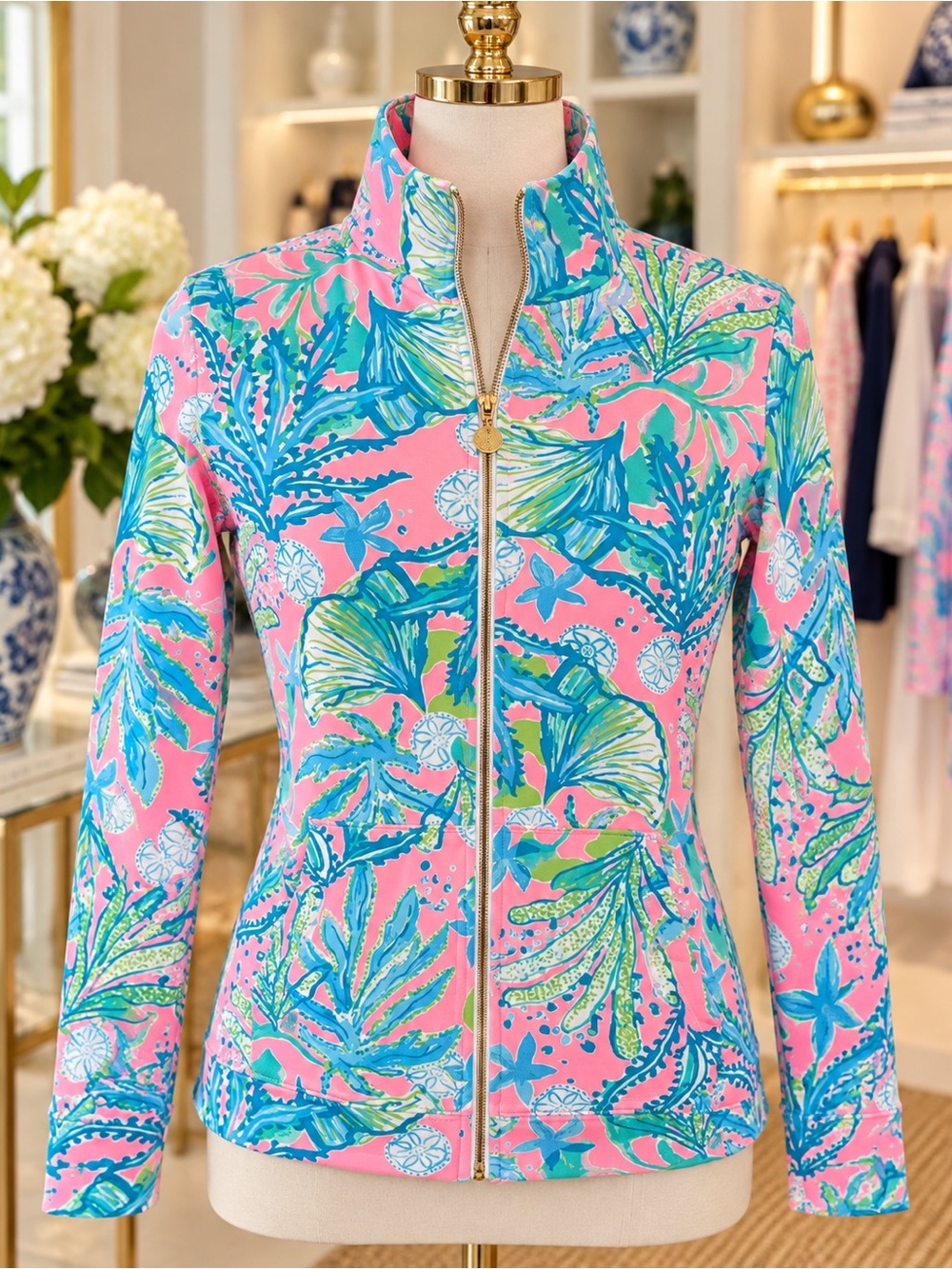 Lilly Pulitzer Betsey Zip-Up Jacket Mandevilla Baby Hip Nautic XXS